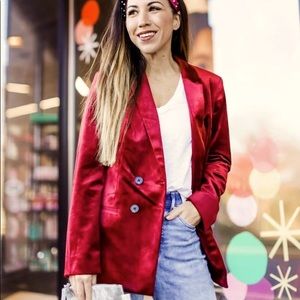 Express Velvet Double Breasted Blazer